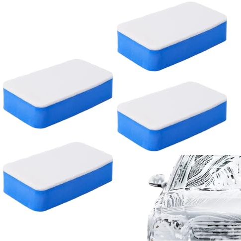 WUSJCOF 4pcs Glas Schwamm Fenster, Glasschwamm Zum Fensterputzen, Scheibenschwamm Fensterschwamm, Glasölfilm-Reinigungstuch, Wollfilzschwamm-Polierpads, Dekontaminations-Reinigungstücher