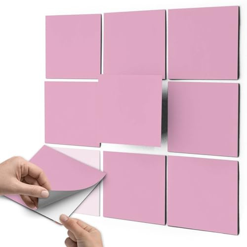 Fliesen-Folie Sticker Aufkleber selbstklebend I Fliesendekoration Dekorationssticker Badezimmer renovieren Küche Wall Art I 20x20 cm Farbe Pink Light - 36 Stück