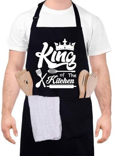 saerryor Funny BBQ Aprons for Men with Pockets,Uncle Dad Birthday Gifts | Men's Apron for Kitchen Baking Cooking,Funny Birthday Gifts for Uncle Husband Dad Grandad