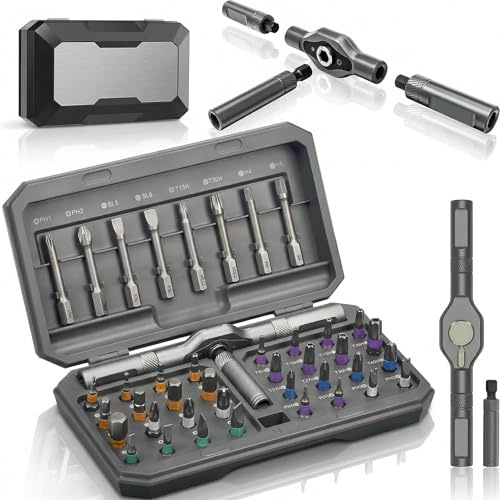 42 in 1 Magnetischer Schraubendreher, Schraubendreher Set, Multi Bit-Schraubendreher Set mit Aufbewahrungskoffer, Screwdriver Set für Computer, Brillen, Fahrräder, Uhren, Möbel und Heimwerkerarbeiten