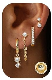Dochais Ohrringe Silber 925 Stecker für Damen Creolen 14K Echt Gold Tone farben VerGold Toneet Ohrstecker Silber 925 Stecker Hypoallergen Ohrringe Klein Creolen Huggie Piercing Ohr Ohrring Schmuck