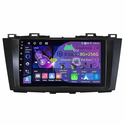 BOJONTN 9 Zoll Doppel Din Android 15 Autoradio,für Mazda 5 2010-2015,mit CarPlay Rückfahrkamera Lenkradsteuerung Bluetooth GPS Navigation FM Digitalradio WiFi(C2 3+32G)