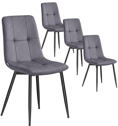 VASAGLE Velvet Dining Chairs, Upholstered Kitchen Chairs, Set of 4
