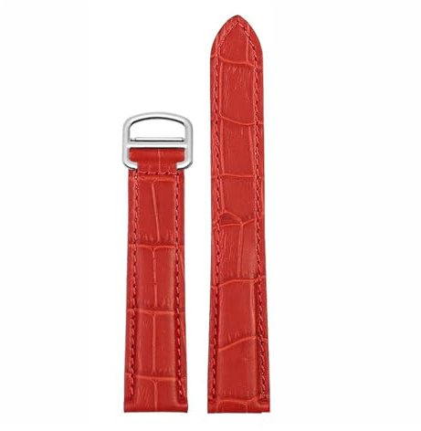 XNJIADVSY Armbandersatz kompatibel mit Cartier Solo Herren Damen Uhrenkette Blau Rot Rosa Armband Gürtel 16 18 20 mm(Red silver,20mm)