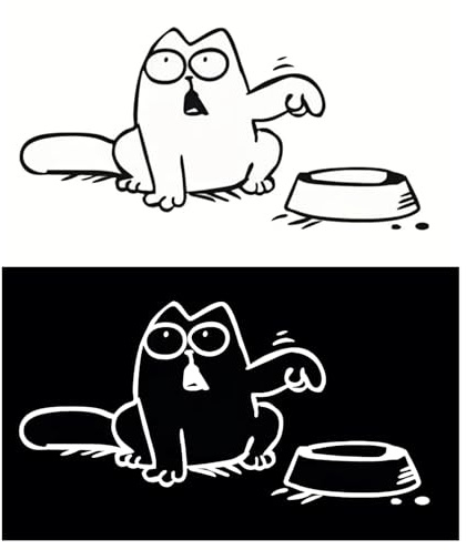 2Pcs Simons Cat Autotankdeckel Aufkleber Lustige Cartoon Katze Wasserdichte Vinylaufkleber Weiß Und Schwarz Einfach anzubringen Für die meisten Tankdeckel (Rechts)