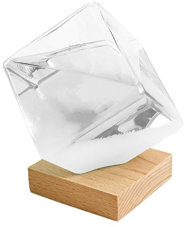 Sturmglas, Würfelform Wettervorhersage Flasche Wetterstation Mit Sockel, Wetterglas Storm Glass Tischdekoration Für Zuhause, Schlafzimmer Und Garten 11x11x14 Cm