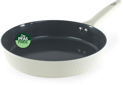 Russell Hobbs Cote Bratpfanne 28 cm, Keramik-Antihaft, Induktion | Geschmiedetes Aluminium, tiefe Form, gerade Seiten, Soft-Touch-Griff, Creme-Finish, PFOA-/PFAS-frei, leichtes Lösen
