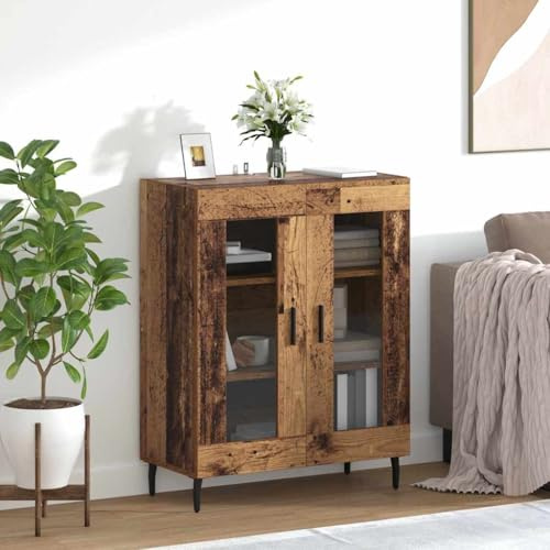 XHNIFBN Sideboard Holz Altholz 69,5x34x90 cm Modernes Highboard mit 2 Türen Freistehende Anrichte mit robustem Holzwerkstoff Stauraum für Wohnzimmer Schlafzimmer Flur