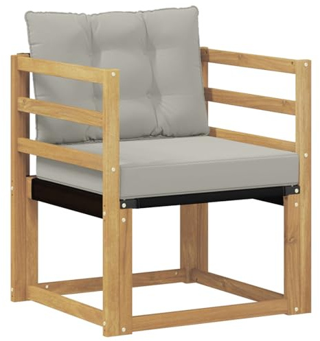 vidaXL Outdoor-Sofa Massives Akazienholz und Textilene Weiß, Balkon Garten Sofa, rechteckige Garten-Lounge Sitzgruppe, strapazierfähige Möbel für entspannte Terrassenstunden
