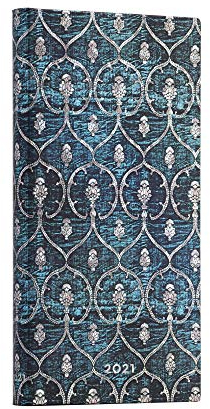 Paperblanks 12-Monatskalender 2021 Samtblau | Horizontal | Slim (95 × 180 mm) DD6685-9