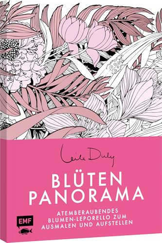 Blüten-Panorama | Atemberaubendes Blumen-Leporello zum Ausmalen und Aufstellen: Hochwertig illustriert mit botanischem Wissen | 150 cm langes florales Motiv kolorieren