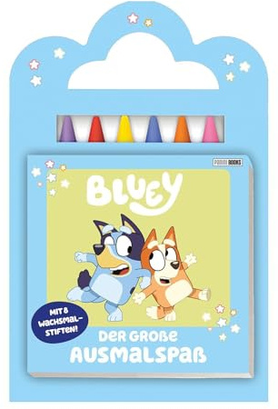 Bluey: Der große Ausmalspaß - Mit 6 Wachsmalstiften!: Malblock mit Henkel und Wachsmalstiften