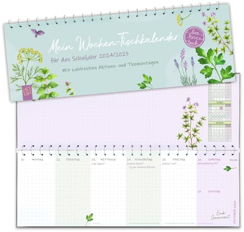 Mein Wochen-Tischkalender für das Schuljahr 2024/2025: Mit zahlreichen Aktions- und Thementagen (live – love – teach)