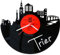 GRAVURZEILE Schallplattenuhr - Skyline Trier - Wanduhr aus gegossenem Vinyl mit Stadt Skyline 30 cm - Upcycling Design-Uhr Wand-Deko Vintage-Uhr Wand-Dekoration Retro-Uhr - Made in Germany