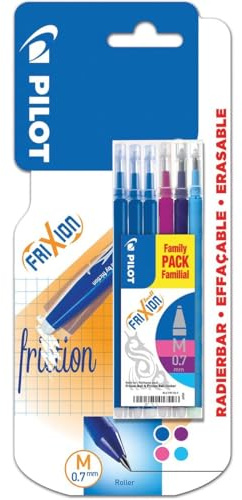6 Pezzi di Ricambio Frixion Ball&Clicker3 Blu/1 Rosa/1 Viola/Blu Chiaro/Refill Case Gratis