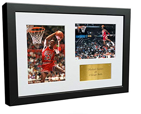 A4 signiert Michael Jorden Chicago Bulls berühmten Foul, Line Dunk 5.049,5 cm handsignierten Basketball Foto Foto Bilderrahmen Geschenk, 30,5 x 20,3 cm