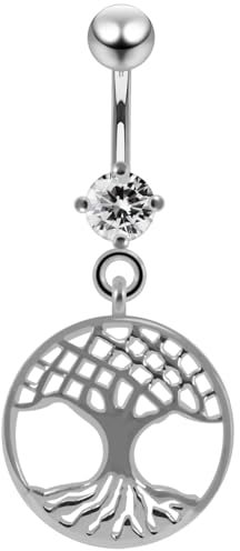 Monster Piercing Pierre de la CZ Clair Plain Arbre de Vie Balan?Ant Design 925 Sterling Silver Ventre Barre Piercing
