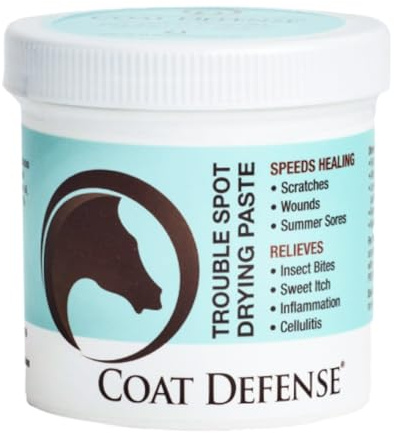 COAT DEFENSE Trouble Spot Drying Paste for Horses - Natural Equine Wound Care That Provides Safe & Effective Relief from Scratches, Sweet Itch, Summer Sores, Proud Flesh, Mud Fever, Girth Rot (10 Oz)