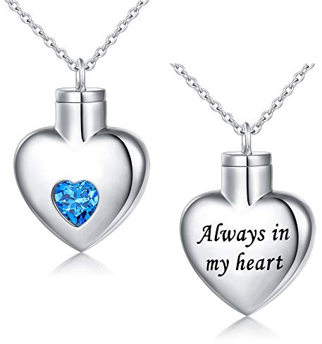 Flyow Einäscherung Schmuck 925 sterling Silber Memorial Urn Asche Andenken Zylinder Halskette Anhänger Kette (Herz)