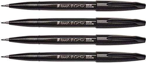 Pentel Malpinsel Rot, Schwarz | 4er Pack, 1