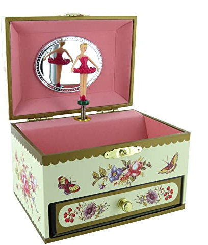 Musikalische Schmuckschatulle / Schmuckdose / Schmuckschachtel aus Holz mit Spieluhr, Schublade, tanzender Ballerina und 18-Ton-Federspielwerk - Let it go - Die Eiskönigin – Völlig unverfroren