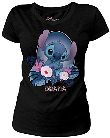 Camiseta para Mujer Lilo & Stitch Disney Ohana Cotton Black - XL
