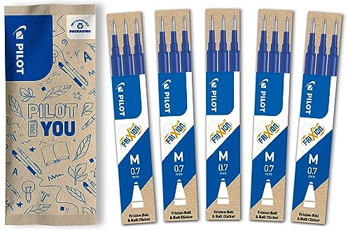 PILOT FriXion Ersatzminen 0.7 – 15 Stück – Farbe Blau – FriXion Nachfüllminen mit radierbarer Tinte – Kompatibel mit FriXion Ball & FriXion Clicker 0.7 – mittlere Stärke – Gel-Tintenrollermine