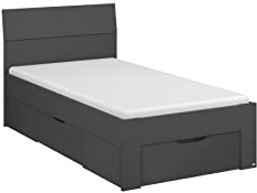 Rauch Möbel Flexx Bett Stauraumbett in Grau metallic, Schwarz, mit 2 Schubladen als zusätzlichen Stauraum Liegefläche 90 x 200 cm Gesamtmaße Bett BxHxT 95 x 90 x 209 cm