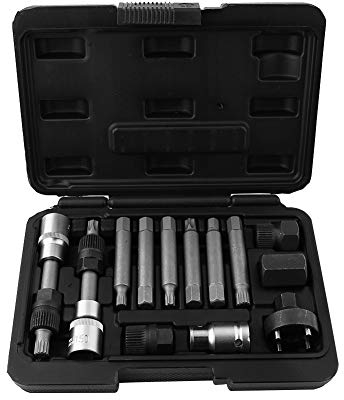 13 Stück Abzieher für Riemenscheibe mit Entferner-Box, professionelles Werkzeug-Set für die Garage zum Entfernen von Riemenscheiben, Bohrer-Set für Rollen/Freilauf der Lichtmaschine