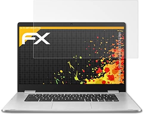 atFoliX Panzerfolie kompatibel mit Asus Chromebook C523 C523NA Schutzfolie, entspiegelnde und stoßdämpfende FX Folie (2X)