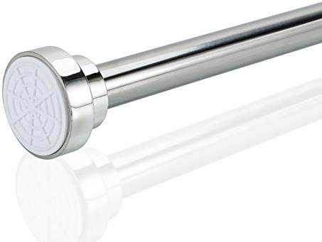 Intirilife Teleskopstange in SILBER 100-190 cm- Ausziehbare Stange, Edelstahl, verstellbar, rutschfest, vielseitig einsetzbar ohne Bohren und Schrauben- Klemmstange Duschvorhangstange Gardinenstange