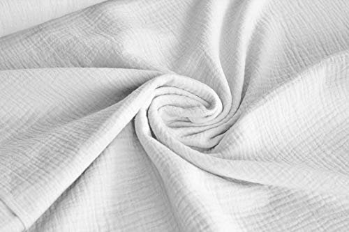 50x130cm Musselin Stoff uni Oeko-Tex zertifiziert Meterware Mulltuch Baumwolle, Farbe:weiß