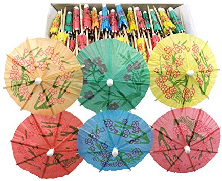 BLUE TOP Umbrella Parasol Cocktail Picks 4 Inch Pack 144 Assorted Colors,Cupcake Toppers Fancy Toothpicks for Food & Drink Decoration, Decoration for Pool Party,Hawaiian Party,Bar.
