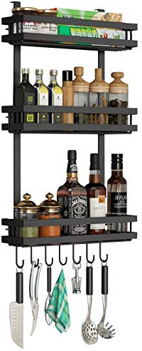 Estante organizador de especias para nevera, estante de almacenamiento lateral, estante organizador de armario de cocina, organizador multifuncional para colgar (2 capas plateadas)
