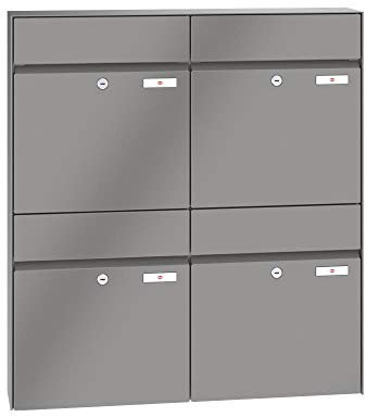 RENZ/Plan / 4er Aufputz-Briefkastenanlage Wand-Briefkasten/RAL-Farbe 9007 Volumen 28 L/Dein-Briefkasten.de
