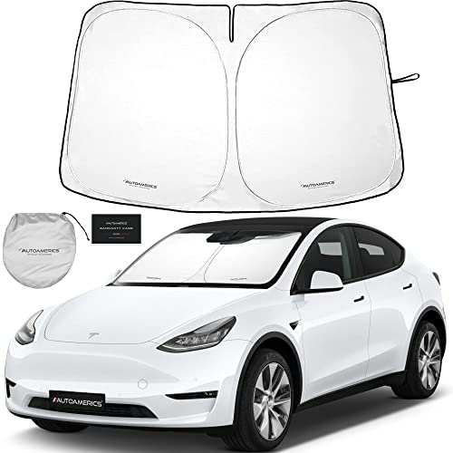 Autoamerics 1 parasol Tesla Model Y y 3 parasoles – Diseño especial para parabrisas Model Y y 3 – Parasol plegable ligero M3 – Accesorios Tesla Y/3 2023