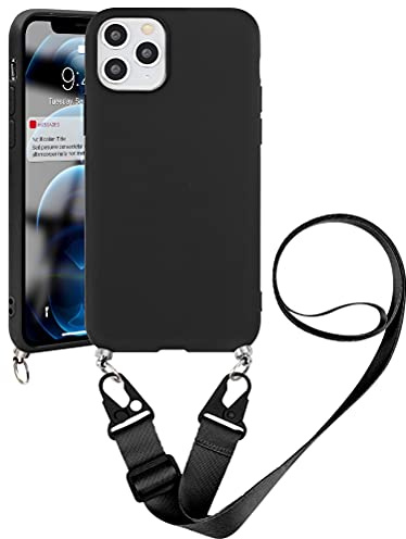 Yoedge Handykette Kompatibel mit Huawei P10 Lite Hülle mit Kordel Umhängenhülle Smartphone Necklace Hülle mit Band 5,2, Schwarz Silikon Handy Schutzhülle TPU Bumper Cover mit Kette abnehmbar