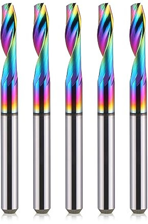 EU_HOZLY Fraise en bout à une cannelure CNC, tige de 4 mm (0,157), diamètre de coupe de 4 mm (0,157), longueur de coupe de 12 mm (0,472), fraise à revêtement DLC pour aluminium, lot de 5
