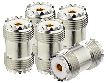 Superbat SO239 Barrel Adapter 5 Stück UHF PL259 Buchse zu Buchse Koaxial-Adapter Koppler für CB Ham Radio Antenne SWR Meter Kabel