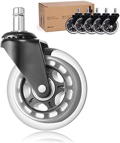 LINKTOR Office Chair Castors Wheel Replacement 22 Mm Universal Stem Size Set Of 5
