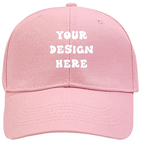 Casquette de baseball réglable unisexe avec logo et inscription imprimés personnalisables et couleur unie, rose, Medium