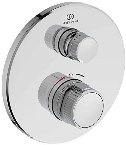 Ideal Standard A7295AA Ceratherm Navigo Brausethermostat Unterputz, eine Entnahmestelle, Dusche Duscharmatur Duschthermostat, Temperatursperre bei 40° C, Chrom
