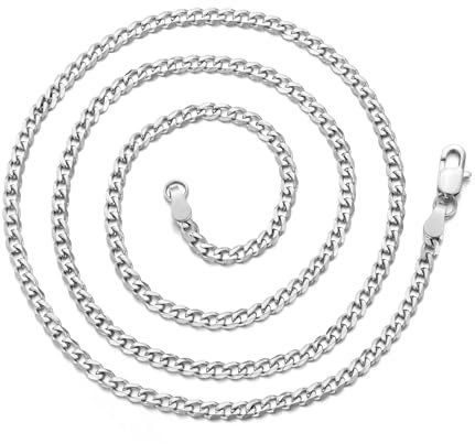 Philip Jones Men's 3mm Stainless Steel 18 Inch Cuban Curb Chain Necklace
