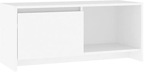vidaXL White Engineered Wood TV Cabinet - Modern 90x35x40 cm Stand for Plasma, Stereo Unit with Storage in Living Room