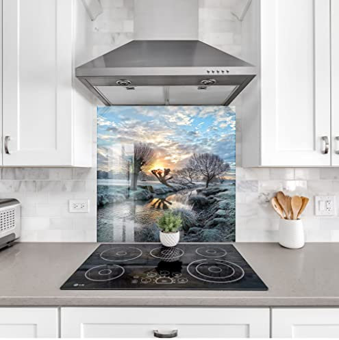 Myphotostation Tempered Glass Splashback 70WX43H'-Nature View Backsplash Design Cooker Nature Backsplash Panel Glass Splashback for Bathroom Panel Design View Splashback for Stove