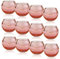 12 Pcs Photophore Verre Rond 5x5,5cm, Bougeoir Doré Rose Bleu Coloré Vintage avec Mouchetée, Porte Bougie Decoration Table, Supports Bougies Chauffe-Plat pour Votive Mariage Anniversaire Fête (Rose)