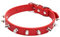 haoyueer Hundehalsband aus Leder, mit Nieten, Pilze Nieten, Katzenhalsband für kleine mittelgroße Hunde, Katzen, Welpen, Kitty (XS, Rot)