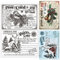GLOBLELAND Weihnachtspostkarte Porto Transparent Transparente Stempel Retro-Text Hintergrund Vogel Prägestempelbögen Transparente Silikonstempel Siegel Für DIY-Scrapbooking