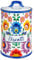Baroni Home Biscottiera Decorata in Ceramica con Coperchio Ermetico, Accessorio da Cucina Colorato Resistente, Linea Flora, 13x13x20 cm