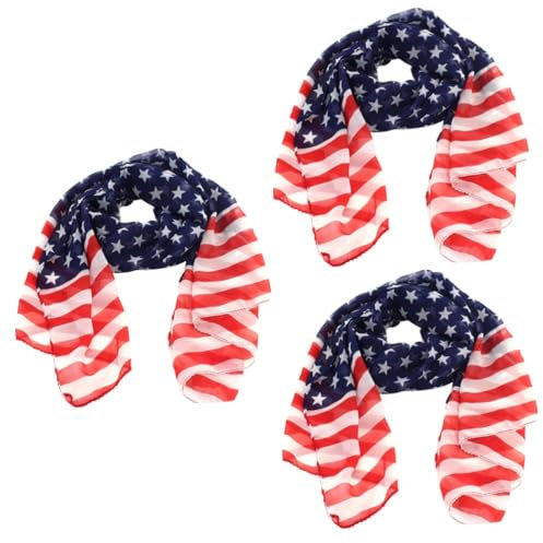 Holibanna 3st Schals Für Damen Stranddecke Hängender Wandteppich Badetuch Amerikanische Flagge Sterne Streifen Chiffon Schal Strandmatte Verlängern Fräulein Vereinigte Staaten